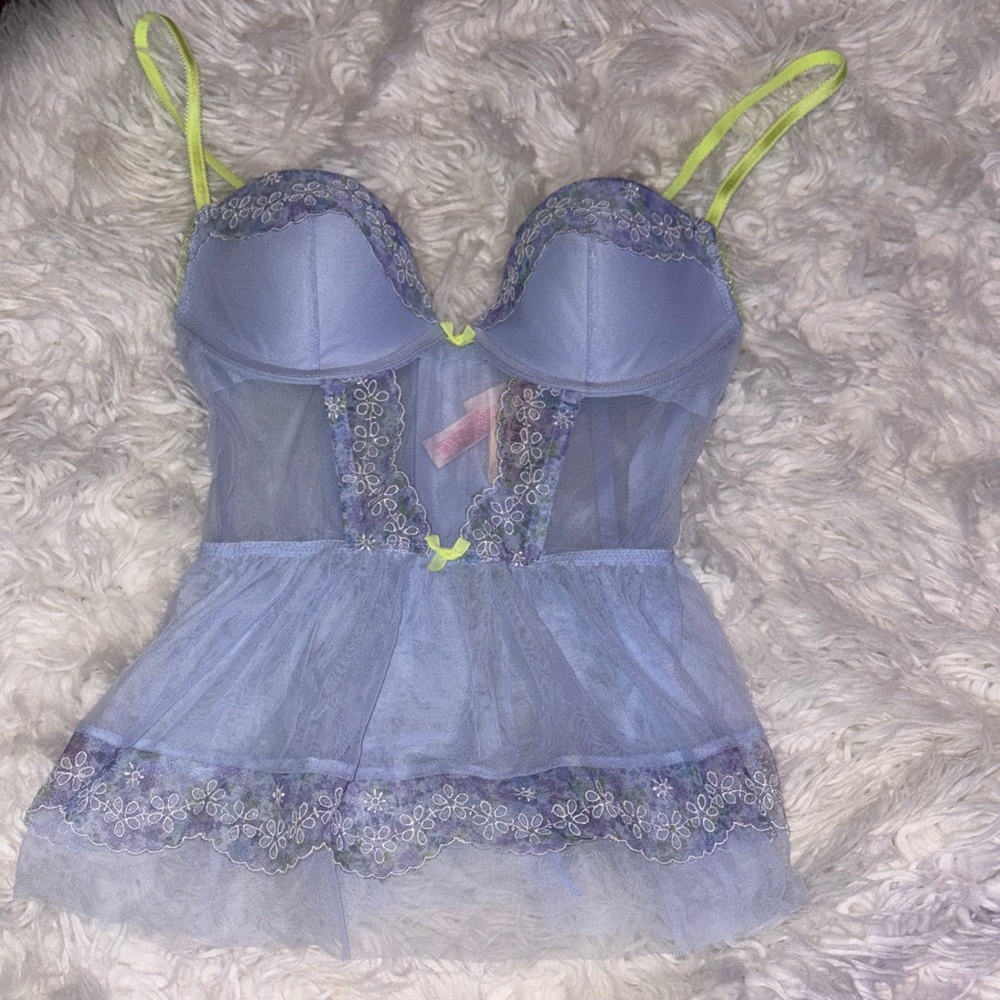 Elegant Blue and Green Lace Babydoll